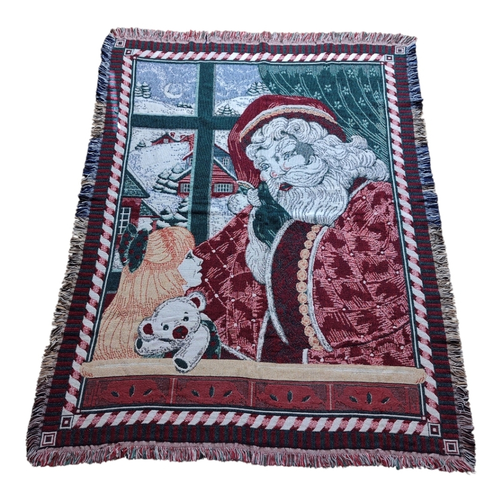Goodwin Weavers H.O.L. 1996 Vintage Christmas Santa 60x48 Throw Blanket